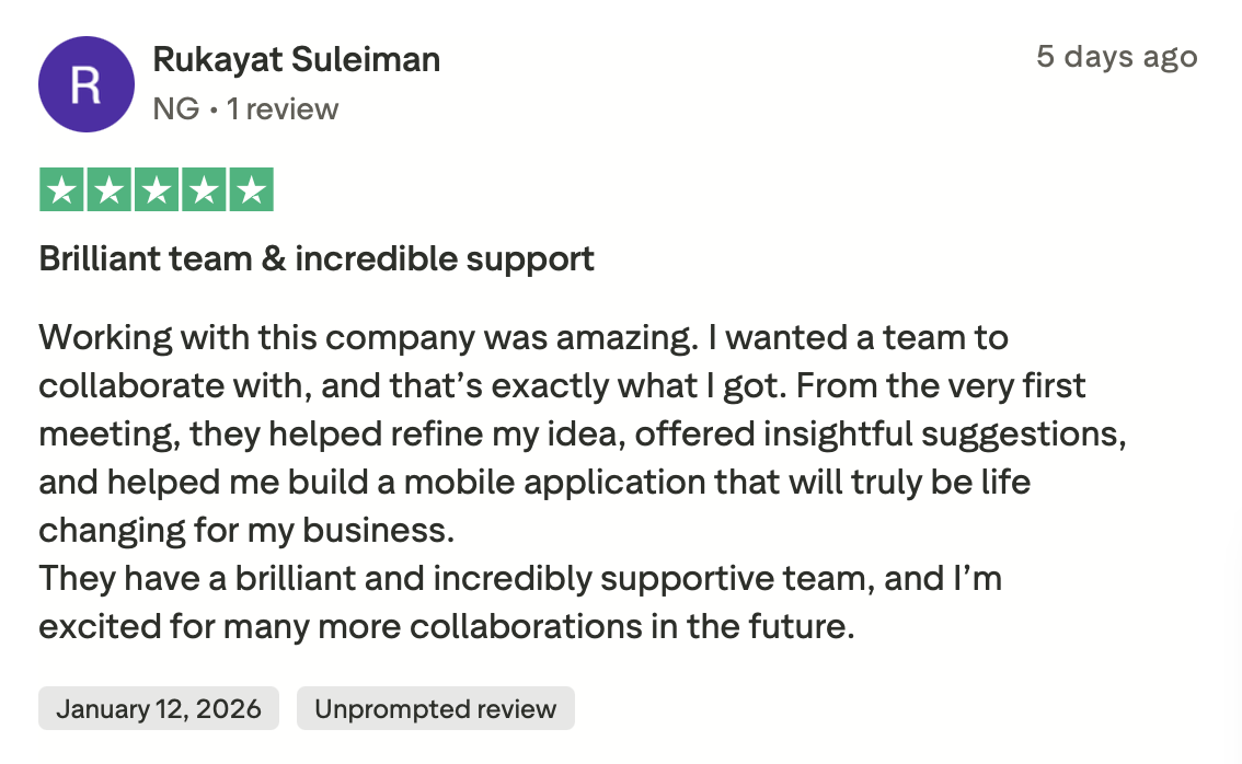 Trustpilot review screenshot