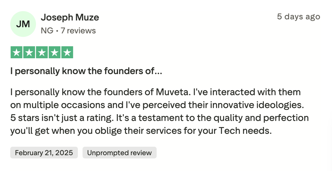 Trustpilot review screenshot